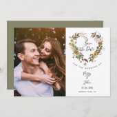 Bewaar de datum bloemenguirlande foto kaart (Voorkant / Achterkant)