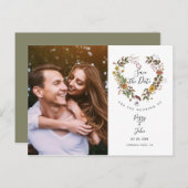 Bewaar de datum bloemhartenguirlande Foto ansichtk Briefkaart (Voorkant / Achterkant)