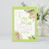 Bewaar de datum bloemige aankondiging (Staand voorkant)