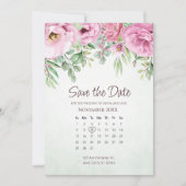 Bewaar de datum bloemige trouwgroen kalender save the date (Voorkant)