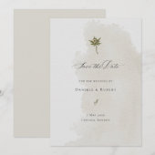 Bewaar de datum bloemige waterverf papierstructuur save the date (Voorkant / Achterkant)