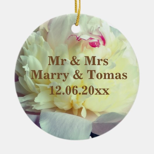 Bewaar de datum Bloemornament Keramisch Ornament (Voorkant)