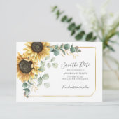 Bewaar de datum bloemrijke rustieke zonnebloem Euc Save The Date (Staand voorkant)
