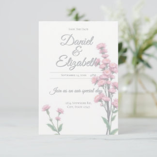 Bewaar de datum bloemrijke trouwkaart