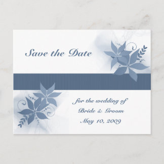 Bewaar de datum - Blue Floral Briefkaart