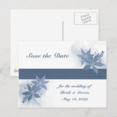 Bewaar de datum - Blue Floral Briefkaart (Voorkant / Achterkant)