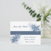 Bewaar de datum - Blue Floral Briefkaart (Staand voorkant)