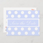 Bewaar de datum Blue Polka Dot Photo Briefkaart (Voorkant / Achterkant)