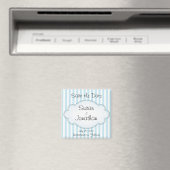 Bewaar de datum Blue Stripe Wedding Magneet (Insitu (Vaatwasser))