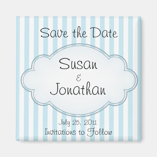 Bewaar de datum Blue Stripe Wedding Magneet (Voorkant)