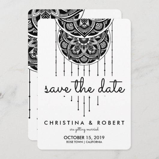 Bewaar de datum Boheemse Mandala Droomvanger Save The Date (Voorkant / Achterkant)