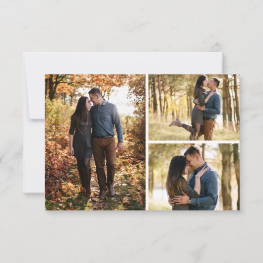 Bewaar de datum Botanical Daisy Floral 3-fotokaart Kaart (Voorkant)