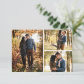 Bewaar de datum Botanical Daisy Floral 3-fotokaart Kaart (Staand voorkant)