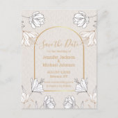 Bewaar de datum Botanical Grey Gold Arch Wedding Briefkaart (Voorkant)