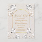 Bewaar de datum Botanical Grey Gold Arch Wedding Briefkaart (Voorkant)