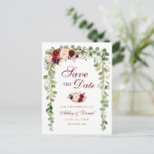 Bewaar de datum Botanische Groen Goud Bourgogne Bl Aankondigingskaart (Staand voorkant)