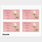 Bewaar de datum Botanische witte Rosebud Rechthoekige Sticker (Vel)