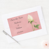 Bewaar de datum Botanische witte Rosebud Rechthoekige Sticker (Envelop)
