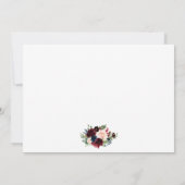 Bewaar de datum Bourgogne Blue Floral Photo Card Bedankkaart (Achterkant)