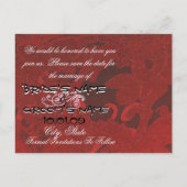 Bewaar de datum Bourgondië Grunge Floral Aankondigingskaart (Achterkant)