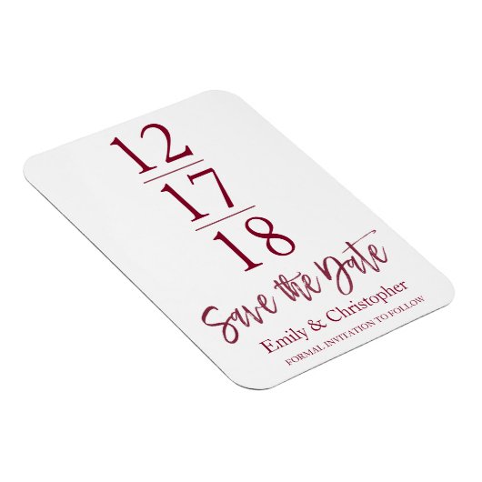 Bewaar de datum Bourgondië Marsala Modern Script Magneet (Rechterzijde)