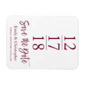 Bewaar de datum Bourgondië Marsala Modern Script Magneet (Horizontaal)