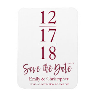 Bewaar de datum Bourgondië Marsala Modern Script Magneet