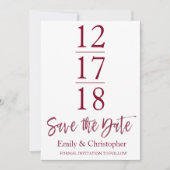 Bewaar de datum Bourgondië Marsala Modern Script Save The Date (Voorkant)