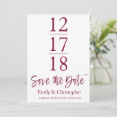Bewaar de datum Bourgondië Marsala Modern Script Save The Date (Staand voorkant)