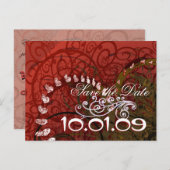 Bewaar de datum Bourgondische harten Aankondigingskaart (Voorkant / Achterkant)