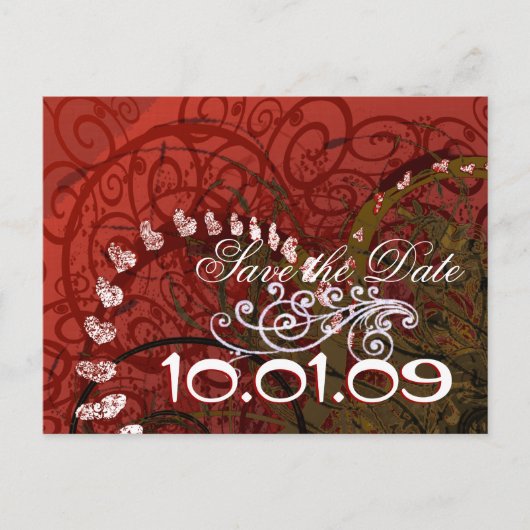 Bewaar de datum Bourgondische harten Aankondigingskaart (Voorkant)