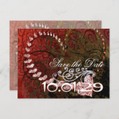 Bewaar de datum Bourgondische harten - Gepersonali Aankondigingskaart (Voorkant / Achterkant)