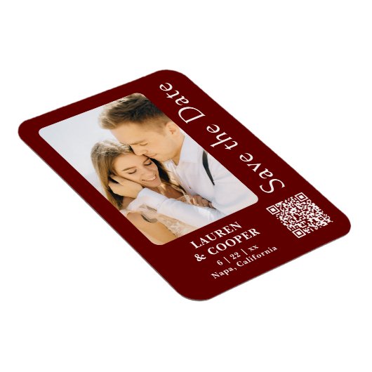 Bewaar de datum Bourgondische rode stijlvolle mode Magneet (Rechterzijde)