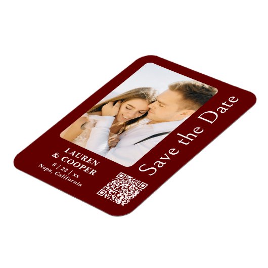 Bewaar de datum Bourgondische rode stijlvolle mode Magneet (Linkerzijde)