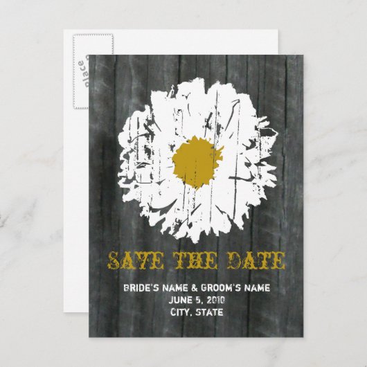 Bewaar de datum Briefkaart - Barnwood Daisy (Voorkant / Achterkant)