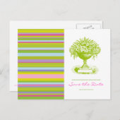 BEWAAR DE DATUM, briefkaart, Kleurrijke Chic Aankondigingskaart (Voorkant / Achterkant)