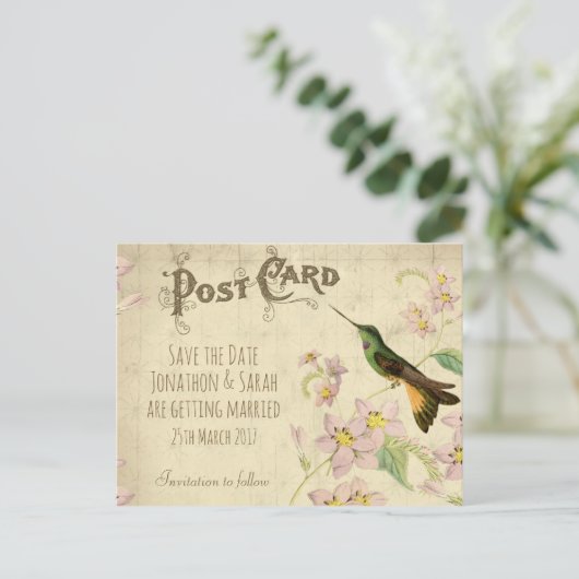 Bewaar de datum briefkaart kolibrie (Staand voorkant)