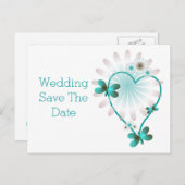 Bewaar de datum Briefkaart Mint Hart en Vlinders (Voorkant / Achterkant)