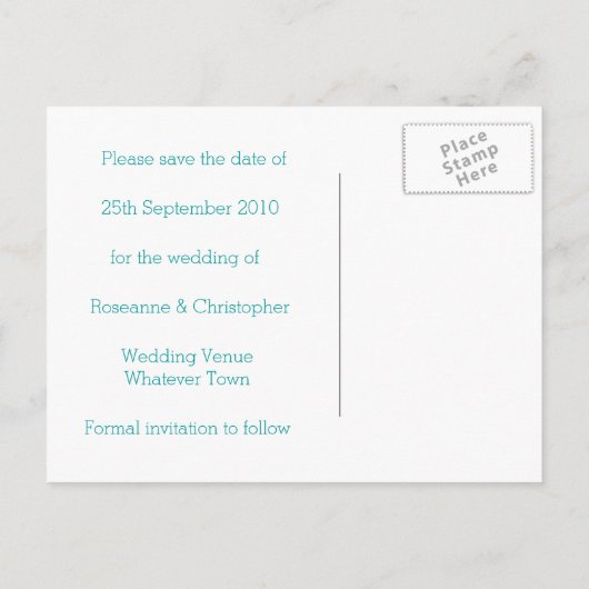 Bewaar de datum Briefkaart Mint Hart en Vlinders (Achterkant)