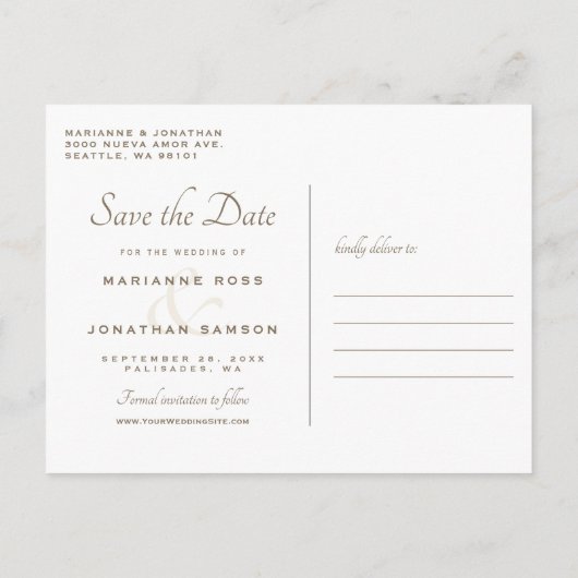 Bewaar de datum Briefkaarten White & Gold Folie Ma (Achterkant)