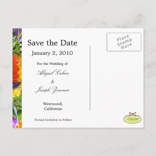 Bewaar de datum briefkaarten, zomerboeket aankondigingskaart (Achterkant)