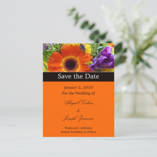 Bewaar de datum briefkaarten, zomerboeket aankondigingskaart (Staand voorkant)