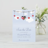 Bewaar de datum Brits-Amerikaanse bruiloft Save The Date (Staand voorkant)