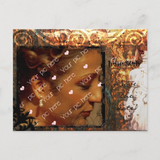 Bewaar de datum Bronze Antiek II Aankondigingskaart (Voorkant)