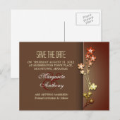 Bewaar de datum Brown Elegant Sakura briefkaarten (Voorkant / Achterkant)