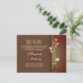 Bewaar de datum Brown Elegant Sakura briefkaarten (Staand voorkant)