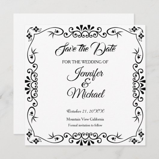 Bewaar de datum Bruiloft Bloemen Patroon Save The Date (Voorkant / Achterkant)