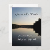 Bewaar de datum bruiloft Briefkaart Lake bij zonso (Voorkant / Achterkant)