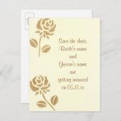 Bewaar de datum bruiloft briefkaarten, gouden roze aankondigingskaart (Voorkant / Achterkant)