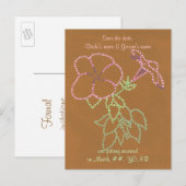 Bewaar de datum bruiloft briefkaarten, Morning Glo Aankondigingskaart (Voorkant / Achterkant)